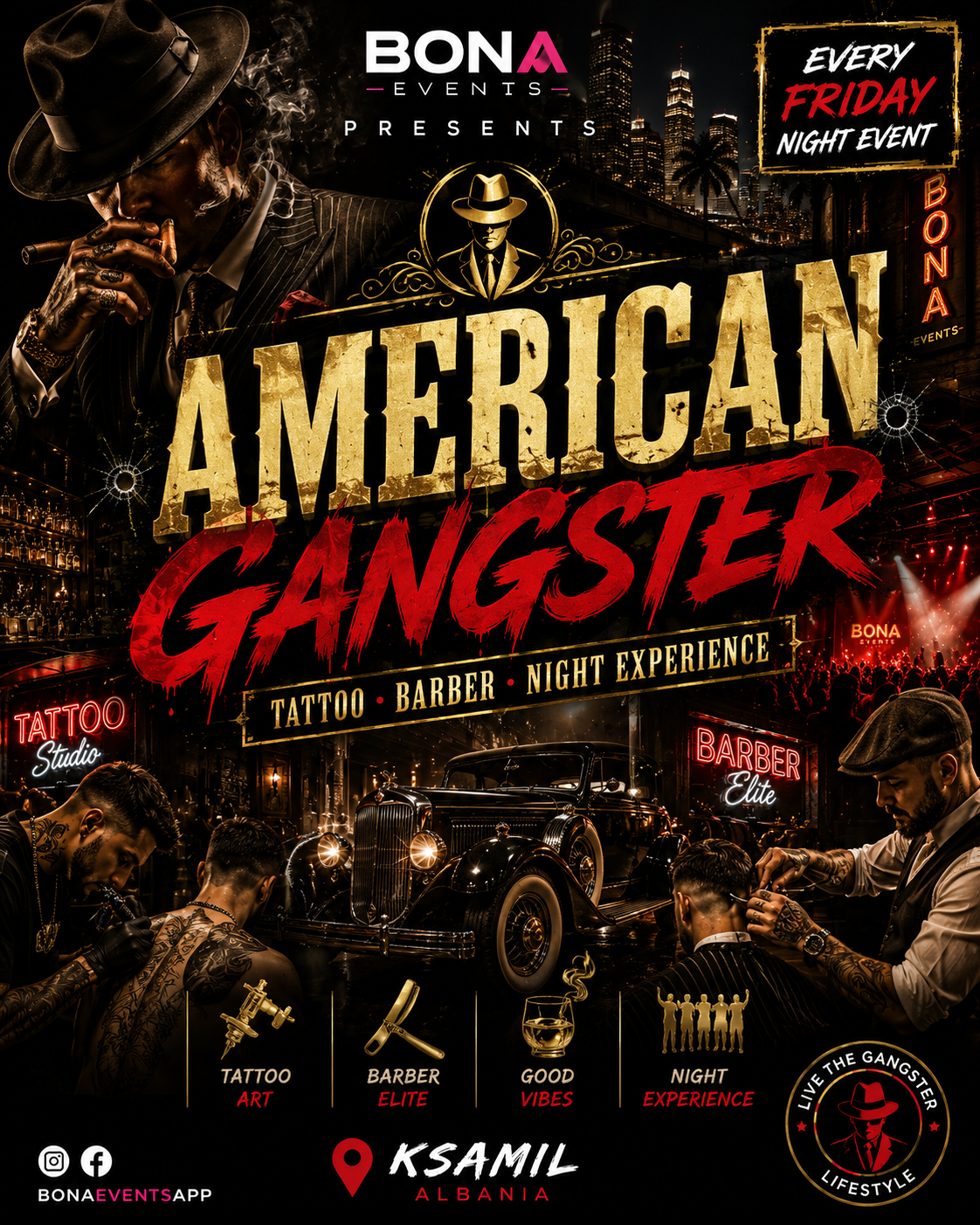 American Gangster + Tattoo + Barber